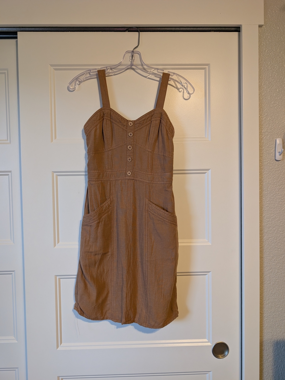 Sleeveless Brown Button-Front Mini Dress